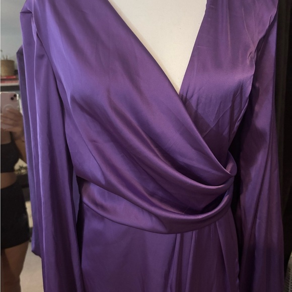 SHEIN Purple Satin Wrap Dress-NEW - Picture 3 of 7